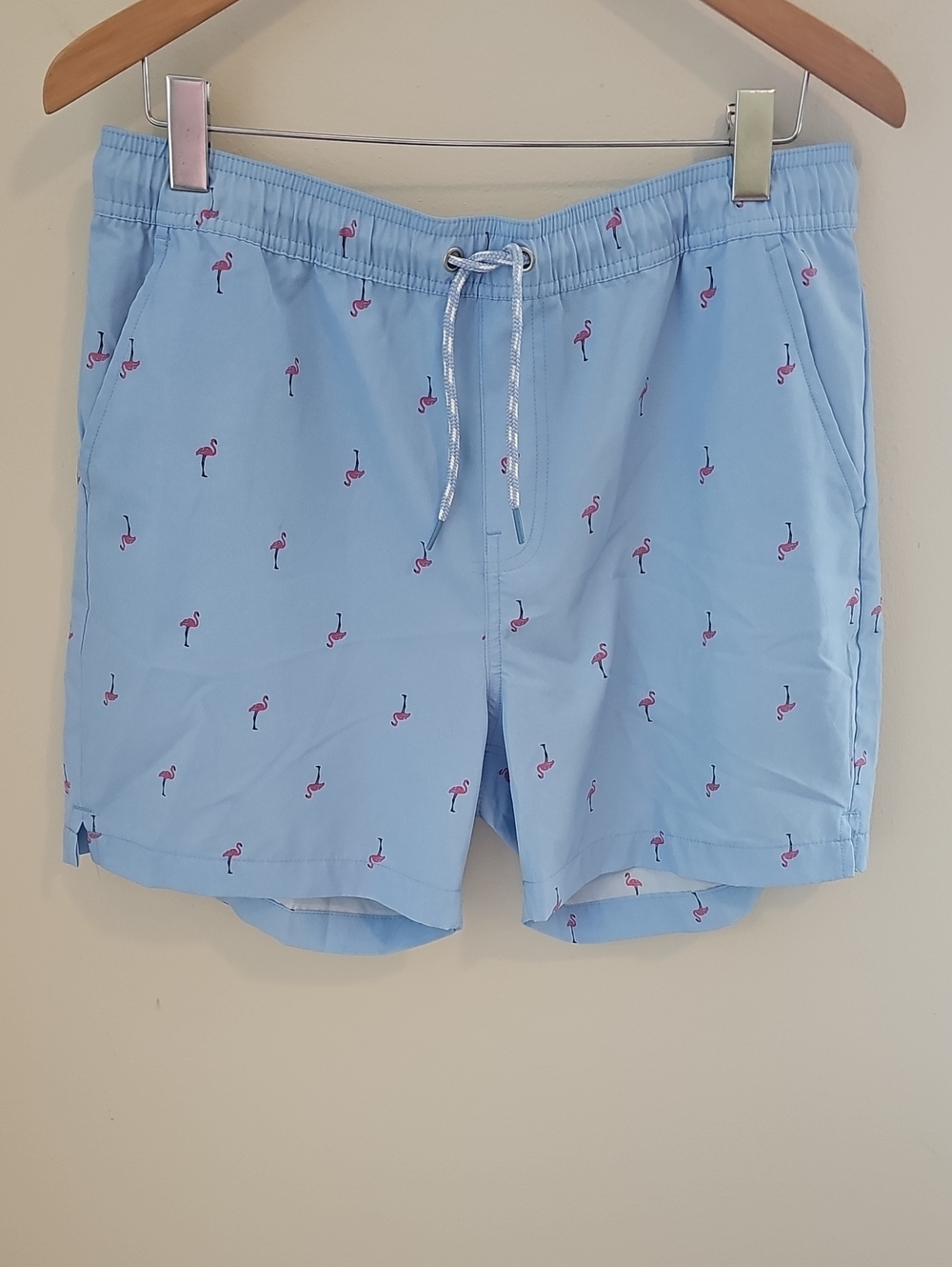 Coconut Connection Flamingo Print Swim Trunks Mens Size XL Blue Beach Shorts